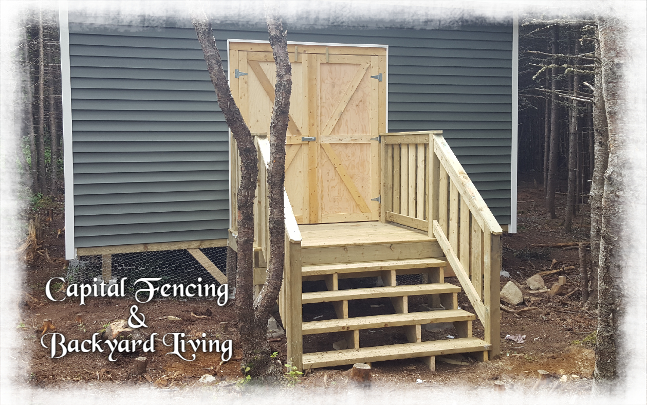 Deck and stairs off clients shed